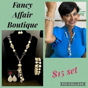 White pearl and silver set